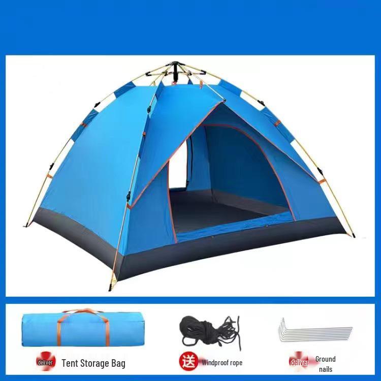 Двухслойная автоматическая палатка для кемпинга на 3-4 человека с полным набором снаряжения для активного отдыха