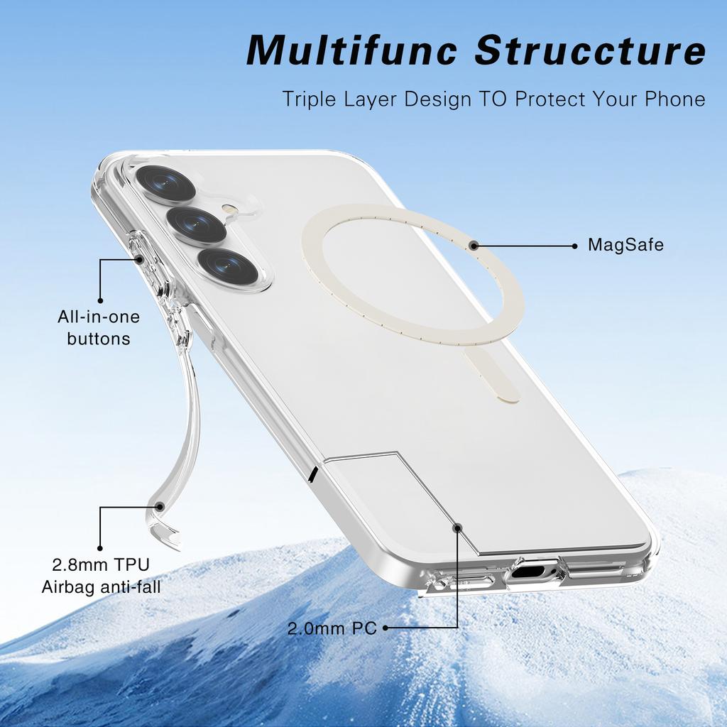 For Samsung Galaxy S25+ Clear Case Compatible with MagSafe TPU+PC Phone Back Cover