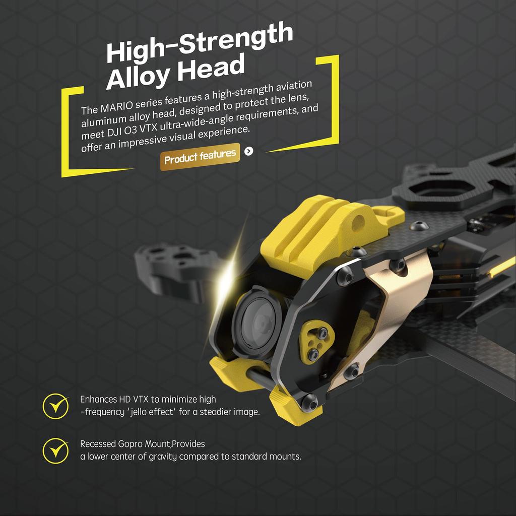 SpeedyBee Mario5 Pro Version FPV Drone Frame 226mm Lightweight CNC Aluminum Alloy Compatible with DJI O4 O3 Air Ideal for Cinematic and Freestyle