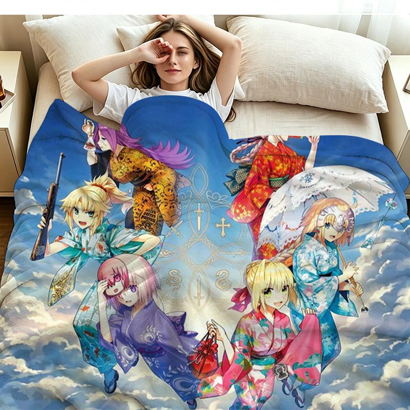 Fate Grand Order FGO Print Flannel Blanket High Quality Warm Comfortable Cover for All Seasons Perfect for Gifts Home Decor