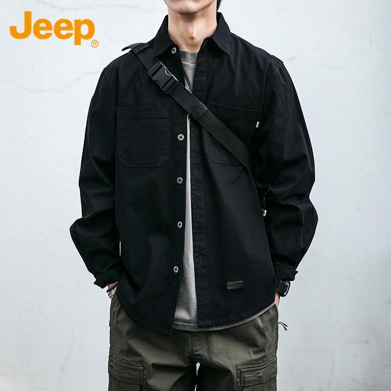 Jeep Мужская повседневная рабочая рубашка с длинным рукавом