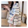 Navava CaT PrinT STripe ShorT Sleeve T shirT nT1727