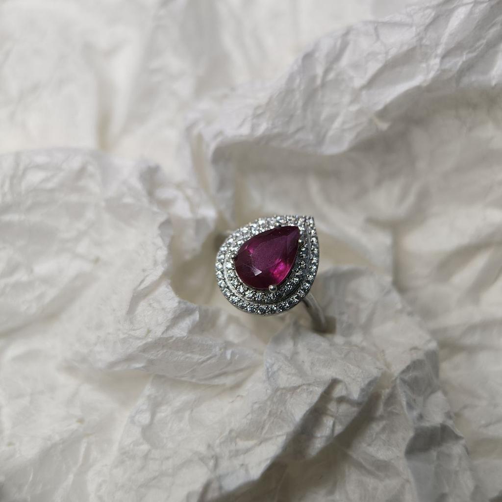 Серебряное кольцо с натуральным рубином 3.013ct, вес изделия 3,69 гр (2182429)