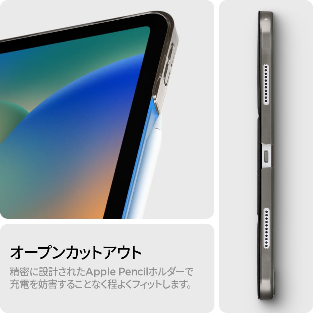 Чехол Spigen для iPad Pro 11, Складной в трех плоскостях, Обложка-подставка, Место для Apple Pencil, Зарядка, Тонкий, Легкий, Автоматический сон, Жидкий Air Folio, ACS05466 (черный)