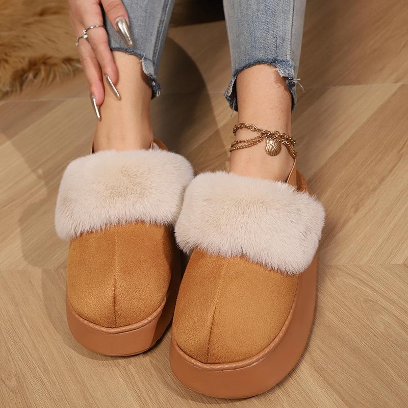 Cotton Slippers for Women, Suitable for Indoor and Outdoor Wear In Winter. Korean Version with Thick Sole and Plush Insulation
