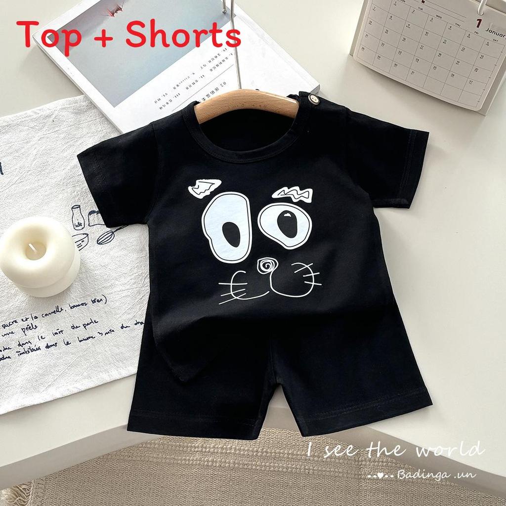 Children Pure Cotton Short Sleeve Two Piece Set For Toddler Summer Comfort