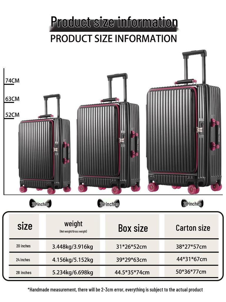 Расширяемый чемодан с цветными блоками и прозрачными колесами – Большой, прочный и открывающийся сбоку ручной чемодан-тележка