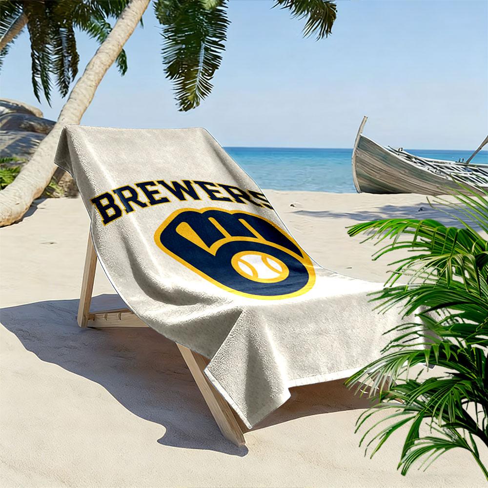 "Brewers Logo with Baseball Design" Patterned beach towel quick dry perfect for travel outdoor sports jogging the beach and swimming