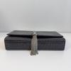 [Pre-Owned] Ysl Kate Silver Logo Chain Crocodile Pattern Embossed Glossy Calfskin Leather Tassel Crossbody Shoulder Bag Medium - Excellent #4O0005