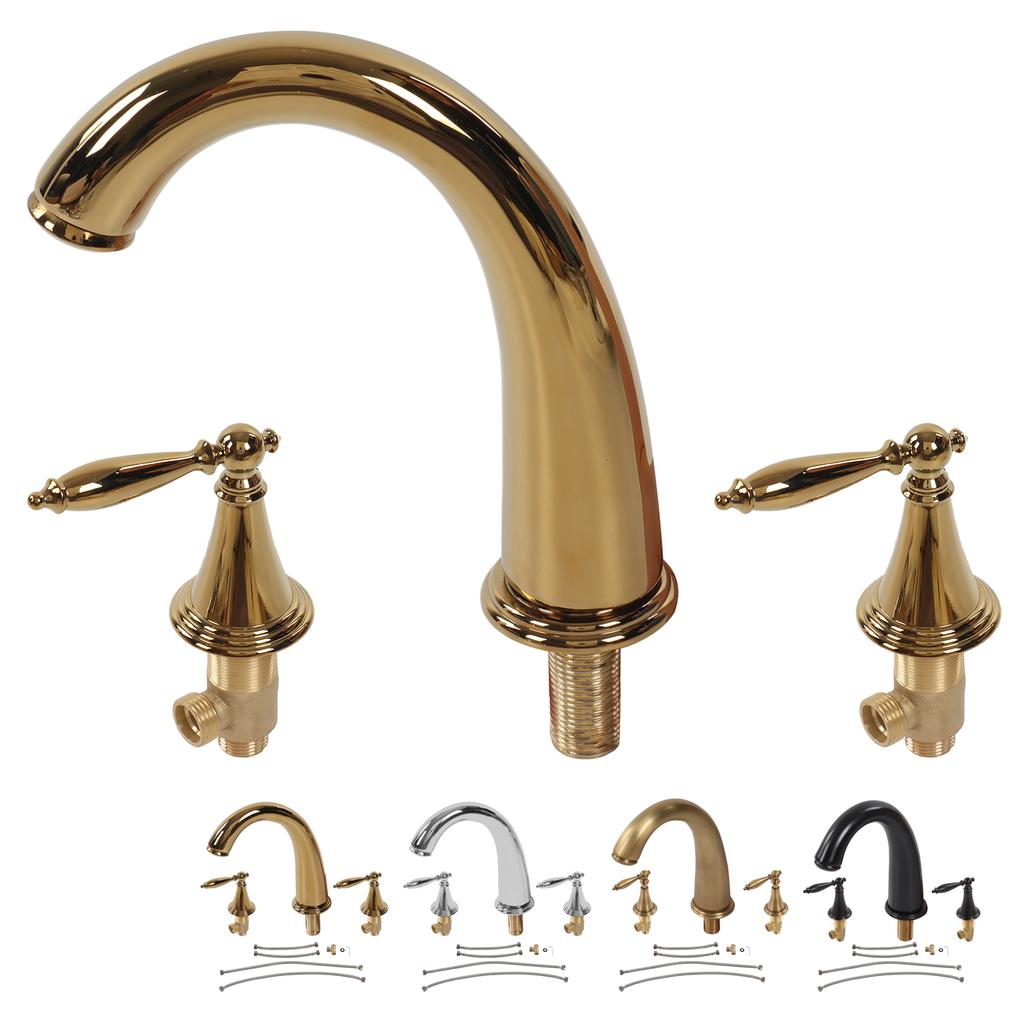 Смеситель с двумя ручками, раздельный смеситель с двумя ручками, полностью медный смеситель для раковины с тремя отверстиями, европейский смеситель для раковины в ванной комнате