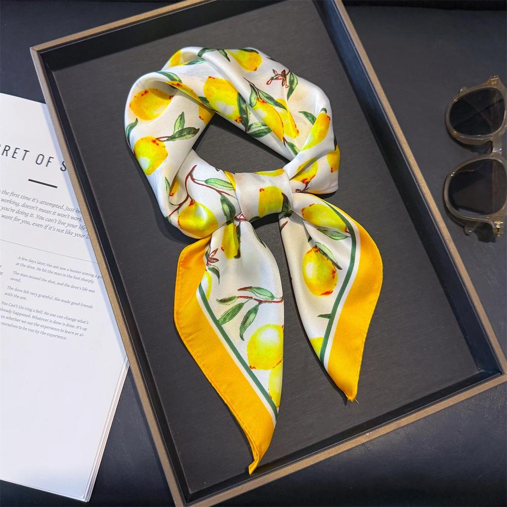 70 см розовый цветочный шелковый шарф для женщин, искусственный шелк, свежий и элегантный универсальный головной убор, одежда, сумки и квадратный шарф