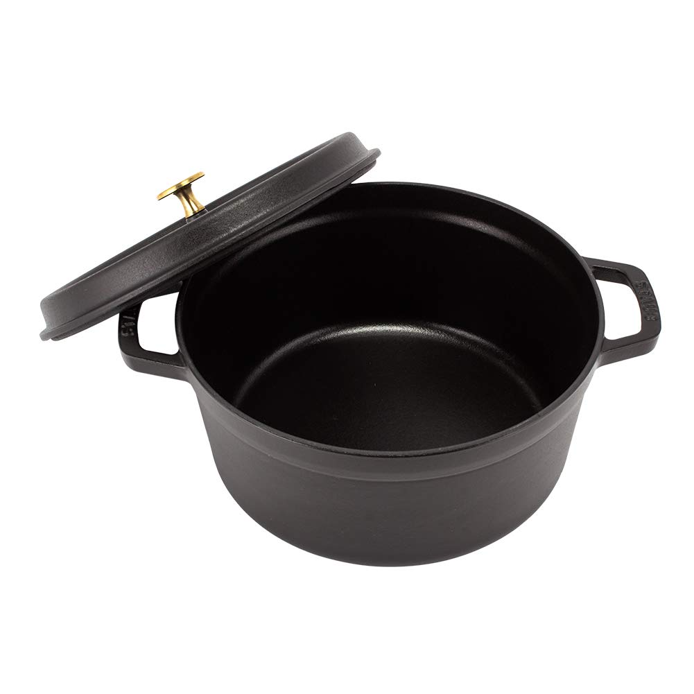 Staub Pico Cocotte Round 26cm Black 1102625 Two Handed Pot Enamel Pot Rund Brater Black Pico Cocotte Pot Stylish Cookware Kitchen Supplies [Staub]