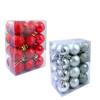 12 Red and 12 Silver Small Christmas X-Mass Tree Decoration Balls Hangings Ornaments Christmas Hanging Tree Balls Holiday New Year