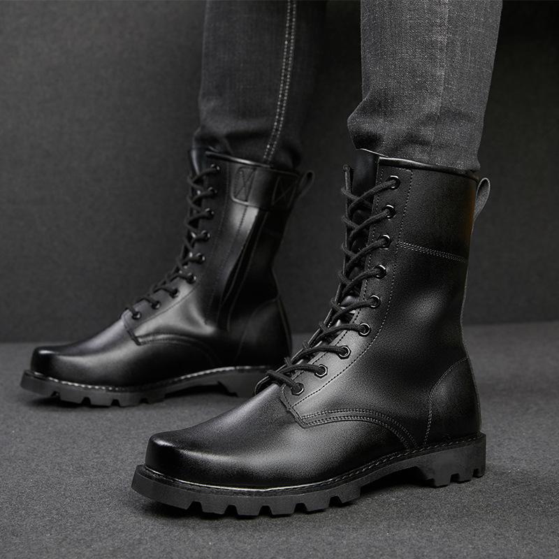 Fashion Unisex Genuine Leather Desert Boots Steel Toed Steel Soled Safety Work Boots Men Boots 2024 Winter Plus Velvet