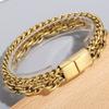 Двухслойная цепочка шириной 12 мм, мужской браслет, мужской браслет золотого цвета из нержавеющей стали, металлический браслет на руку, ювелирные изделия дружбы