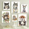 Смешное животное, тигр, сова, собака, кошка пьют кофе, постер, холст, картина, лама, латте, кофе, художественная роспись для украшения кафе