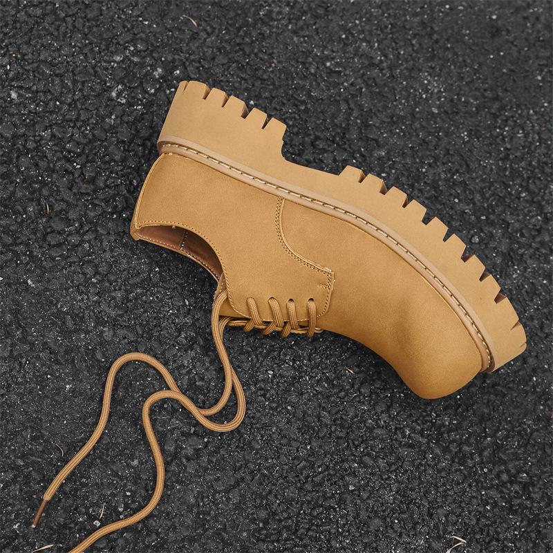 Большие туфли дерби с толстой подошвой, высокие, в британском стиле, низкие, большие желтые ботинки, повседневные, кожаные туфли 1330-J