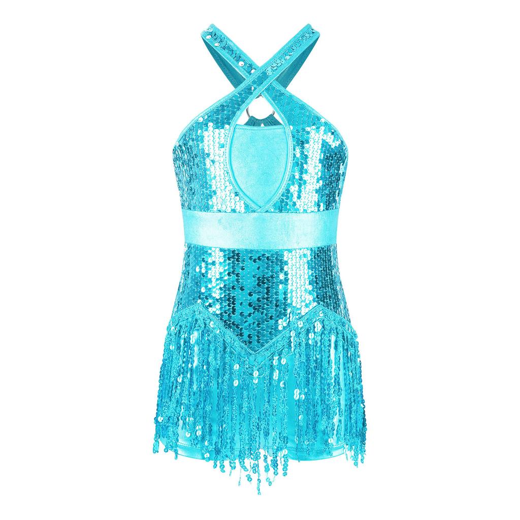 Детское боди для латинских танцев Ча-Ча с бахромой, купальник с блестками и кисточками, костюм для выступлений, одежда для танго, джаза, танцев
