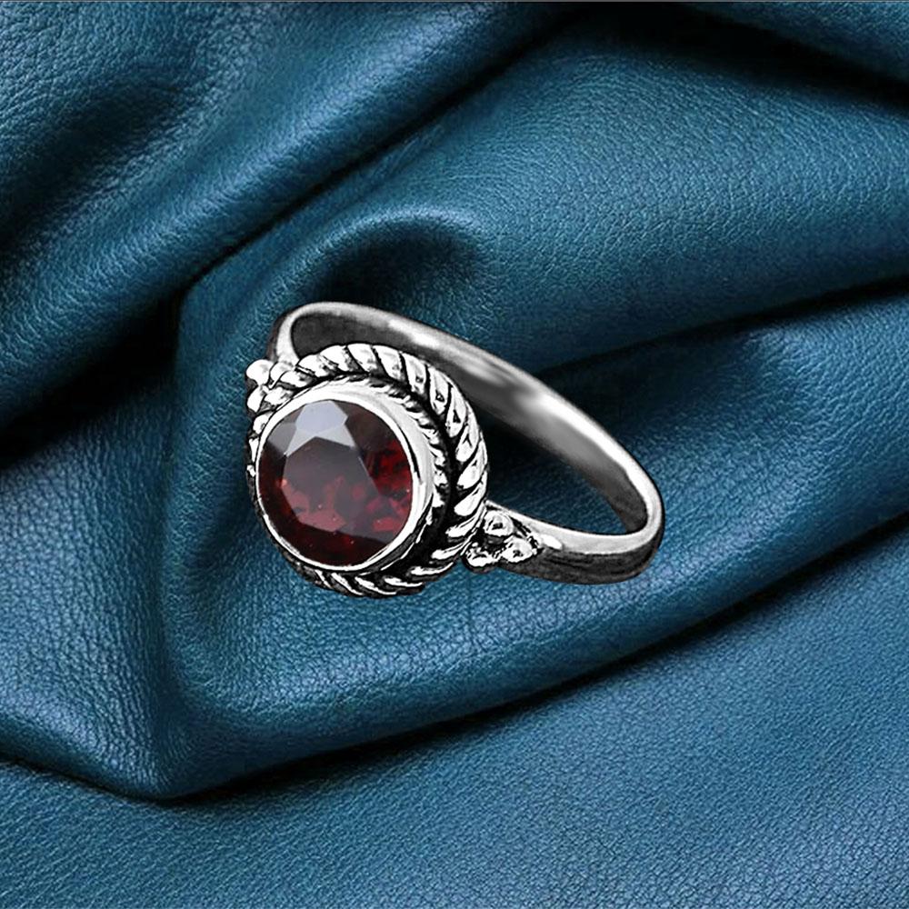Garnet Gemstone Ring, 925 Sterling Silver Ring, Birthstone Ring, Women Ring, Handmade Ring, Designer Ring