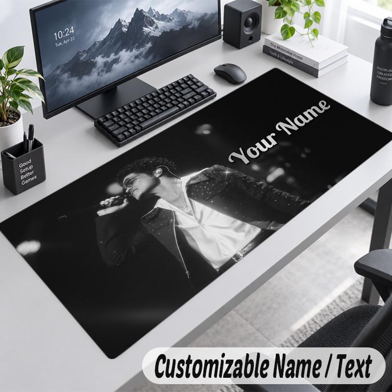Bruno Mars Personalized Large Mouse Pad Custom Name Text Extended Desk Mat Gaming Mousepad