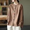 Women's Spring Vintage Cotton Linen Shirt Literary Loose Lapel Long-sleeved Shirt Everything Top
