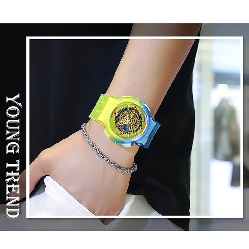 SANDA New Product Gradient Multiple Colors Frozen Couple Style Men's and Women's Fashion Trend Multi -functional Waterproof Electronic Watches