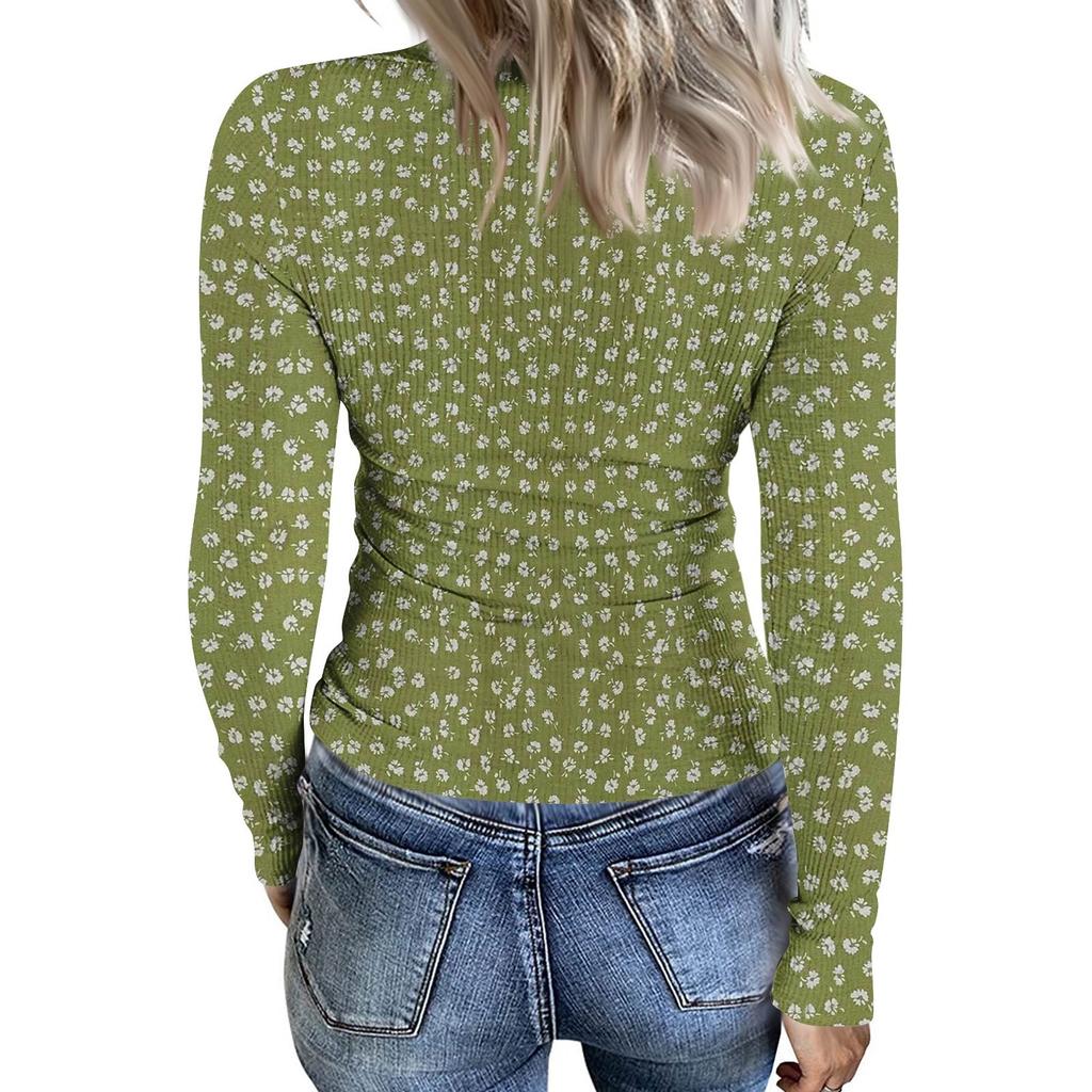 Женская футболка с облегающим низом, модная повседневная с градиентным принтом, пуловер с круглым вырезом и длинными рукавами