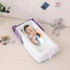 Luddy Crib Newborn Baby Bed with Pillow Foldable Portable Crib Portable Baby Gift Breathable Washable Months Bed-in-Bed Co-Sleeping 0-24 (White-Star)