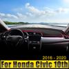 Чехол на приборную панель автомобиля, защитный чехол от солнца, анти-УФ-ковры, нескользящие коврики для Honda Civic 10th 2016 2017 2018 2019 2020