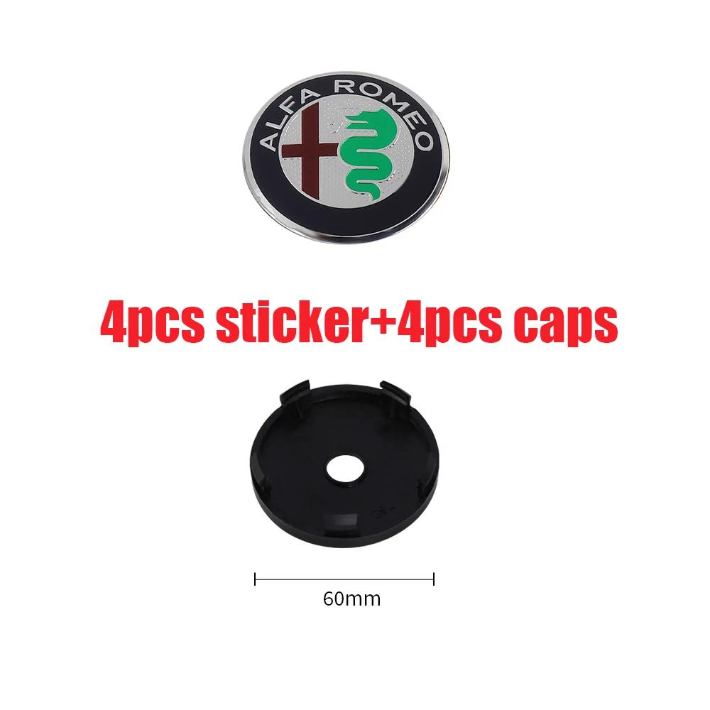 OUVKF1 4Pcs For Alfa Romeo Giulietta 147 Giulia Spider GT MiTo Stelvio 159 TZ3 Car Wheel Center Hub Caps Sticker Badge Tire Rim Covers