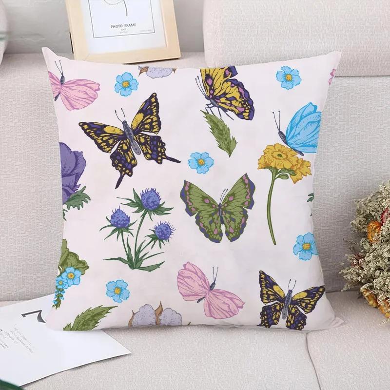 Butterfly Flower Decorative Pillowcase Living Room Office Home Pillowcase Car Ornaments