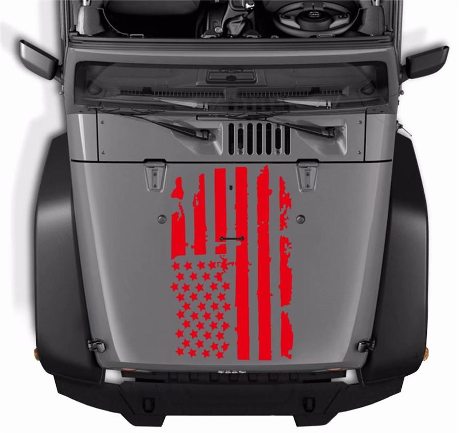 1 шт. Сделай сам Черный Декаль на капот автомобиля с флагом США Водонепроницаемая Наклейка для Jeep Wrangler