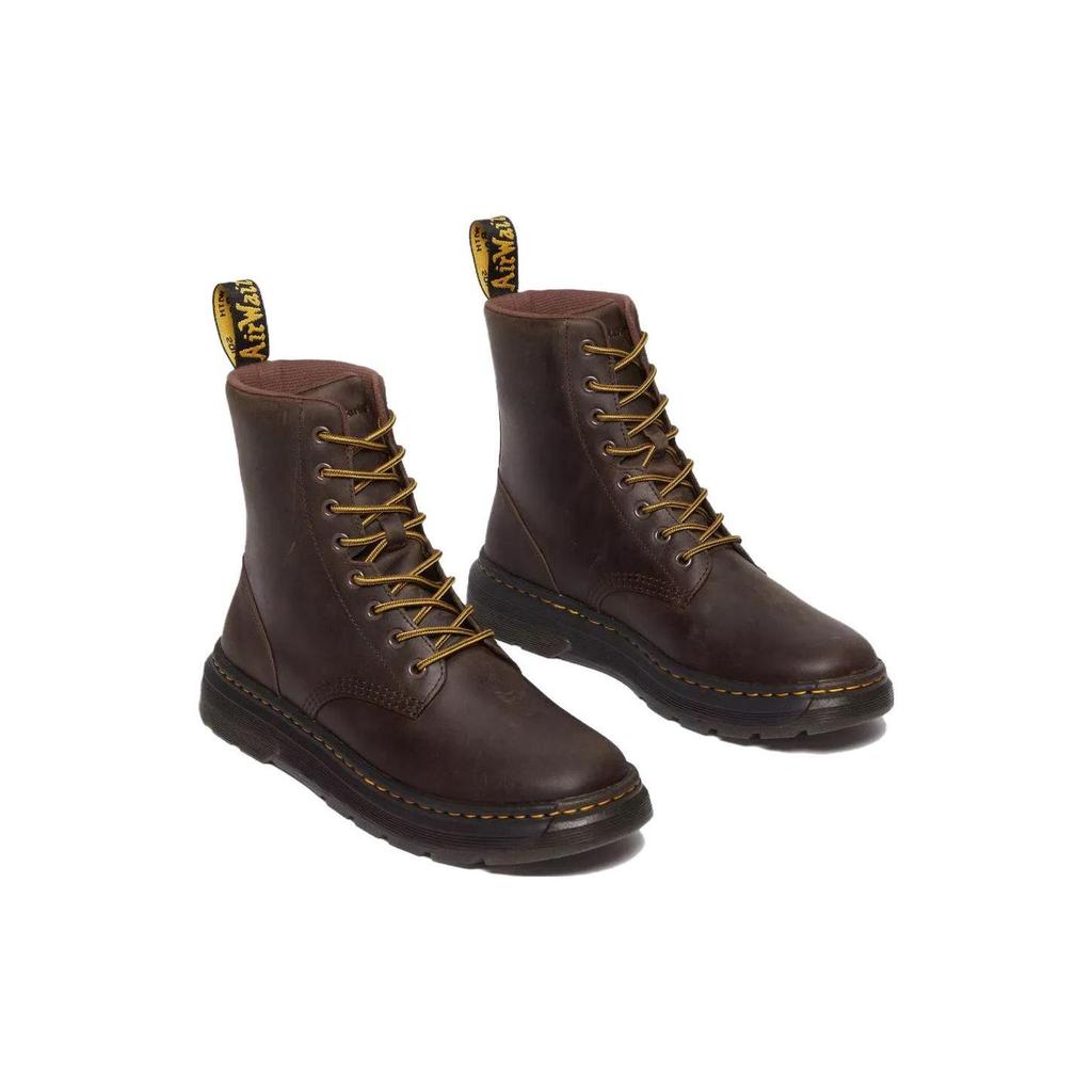 Dr. Martens Leather Round Toe Lace-Up Short Martin Boots Unisex Boots Dark-Brown 31368201
