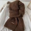 Women's Alpaca Wool Blend Knitted Scarf - Solid Color, Winter Korean Style, Trendy Student Accessory
