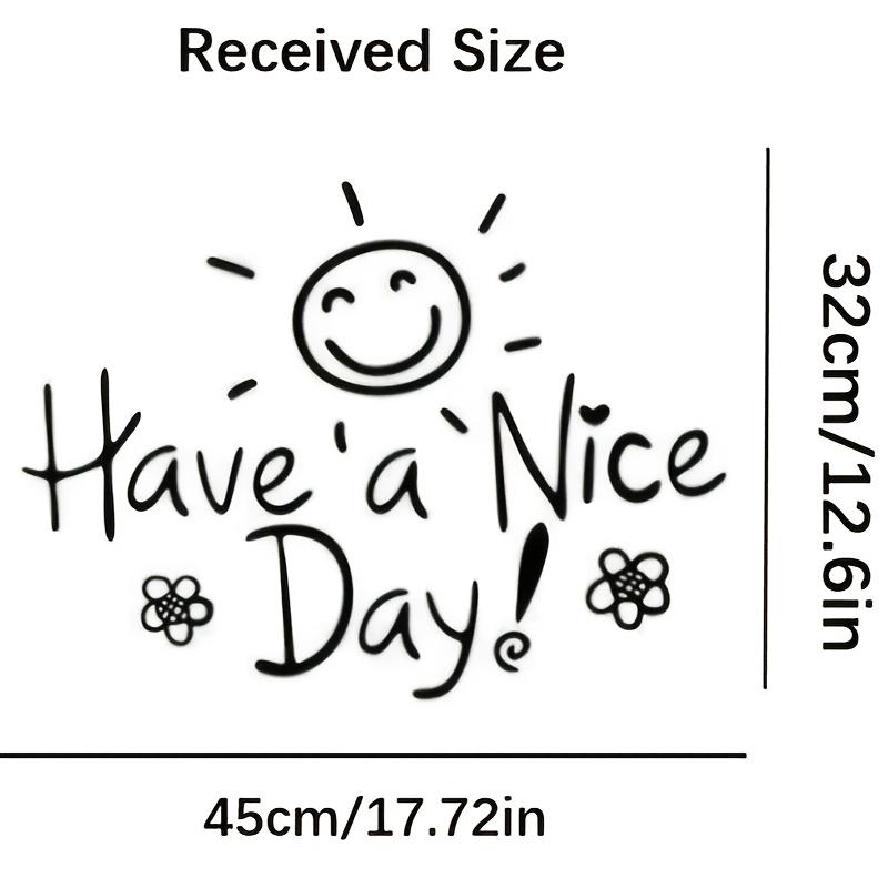 1pc Cheerful "Have a Nice Day" Wall Sticker with Smiling Face & Flowers-Modern PVC Self-Adhesive Decor for Living Room, Bedroom