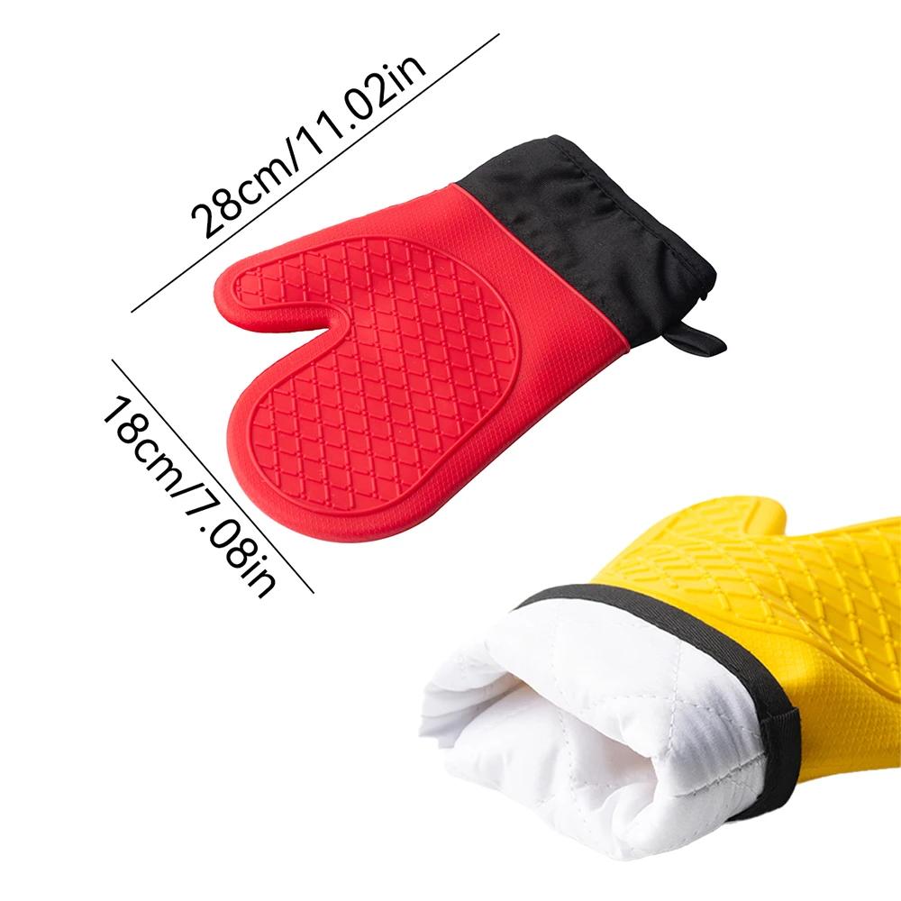 1/2Pcs Non-Slip Silicone Oven Mitt Waterproof Heat Resistant Kitchen Gloves BBQ Oven Gloves for Barbecue Cooking Baking