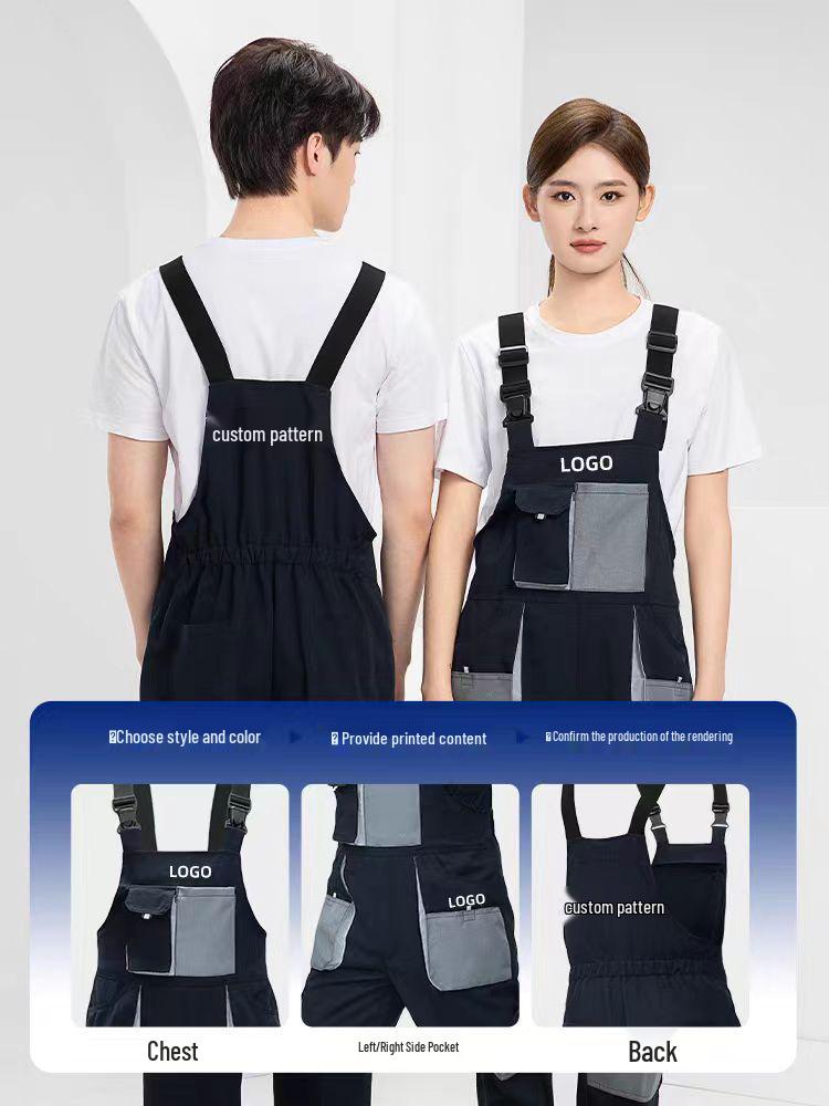 Custom Multi-Pocket Wear-Resistant Jumpsuit with Spring and Autumn Overalls for Men and Women