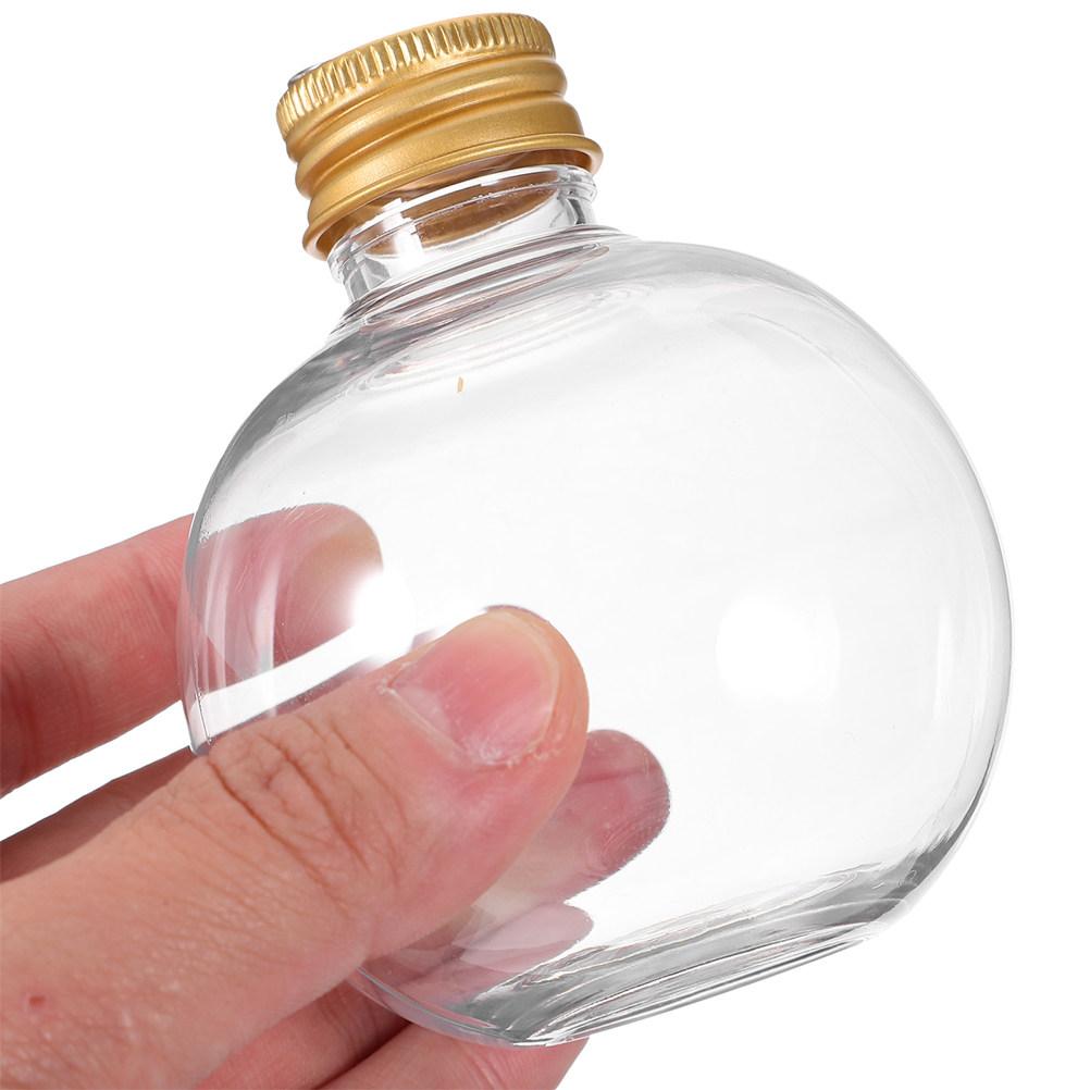 6Pcs Clear Round Hanging Bottles 150Ml Fillable Christmas Bulb Ornaments Gold Cap for Cocktails Juice Or Candy DIY Wedding Party