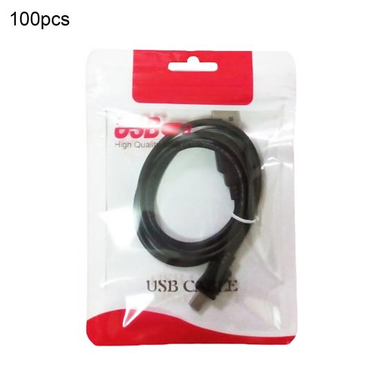 100 шт. пластиковый закрывающийся USB-кабель для передачи данных, упаковочная сумка с отверстием для подвешивания