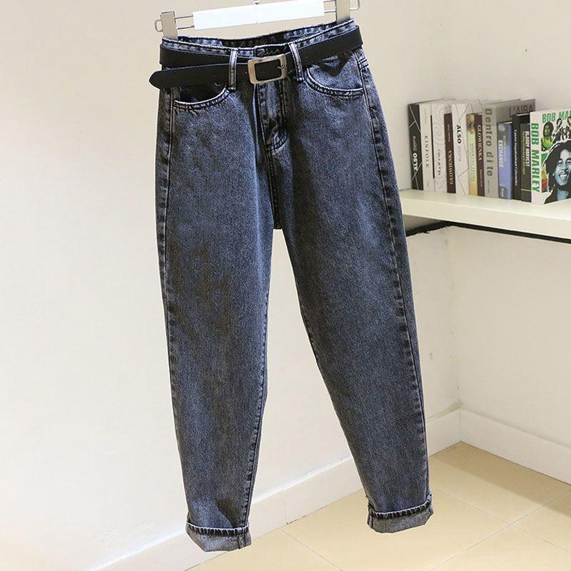 Джинсы Ash с высокой талией: Свободные шаровары в корейском стиле 2020 года для женщин