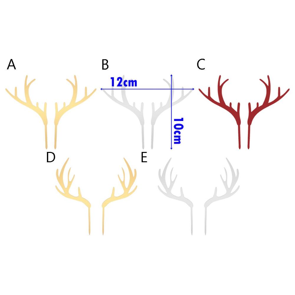 Год Олень Лось Золото Серебро Акриловое Рождественское Украшение Оленьи Рога Товары для Вечеринки Топпер для Торта