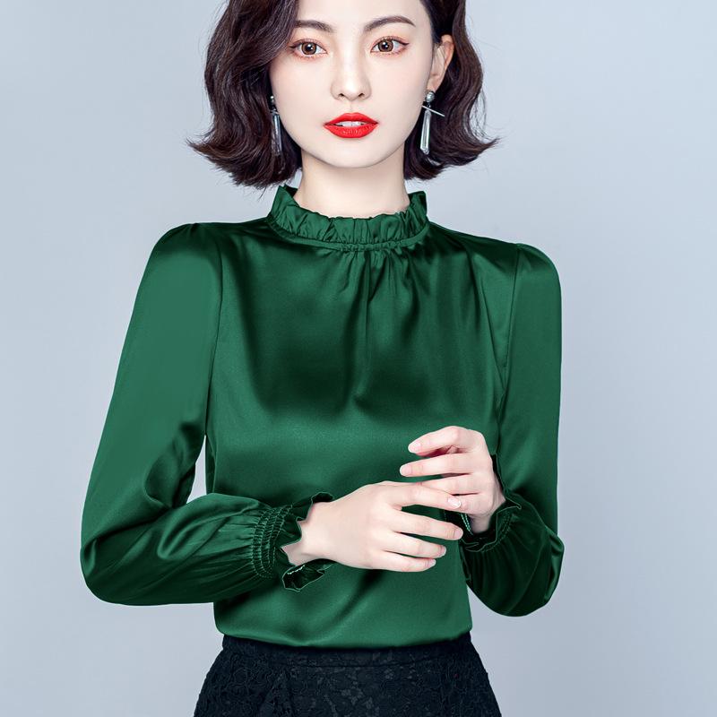 Женская осенняя рубашка First-line Cut Label из шелка Mulberry, рубашка, женский шелковый топ Temperament