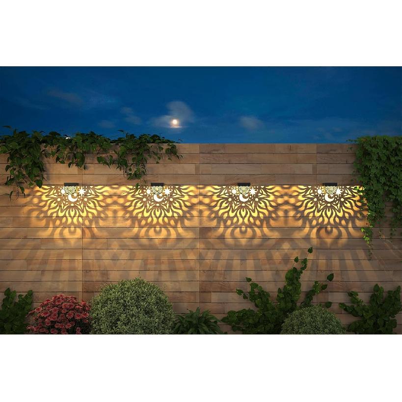 Solar Fence Lights 6 Pack Solar Deck Lights Waterproof LED Solar Powered Step Lights Wall Lights Outdoor Decorations Warm Yellow Light Decorative