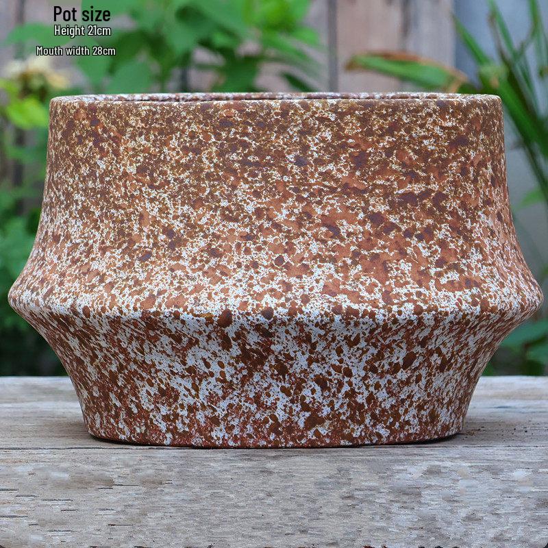 Large Coarse Pottery Green Planter: Ceramic Flower Pot for Succulents, Orchids, and Plants