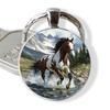 Брелок Бегущая Лошадь Односторонний Стеклянный Кабошон Рисунок Лошади Животное Кольцо для Ключей Конный Аксессуар для Мужчин Женщин