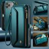 Long Lanyard Flip Leather Phone Case for iPhone 17 Pro Max Air 16E 16 Plus 15 14 13 12 11 X XS XR SE 2022 8 Zipper Wallet Multi Card Slot Holder Cover