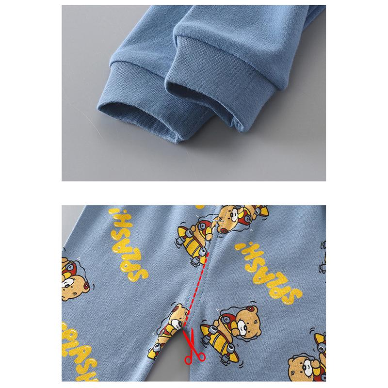 Новые детские пижамы из чистого хлопка для мальчиков и девочек, милые пижамы с длинными рукавами с героями мультфильмов, осенняя одежда для сна для малышей, комплекты детской одежды