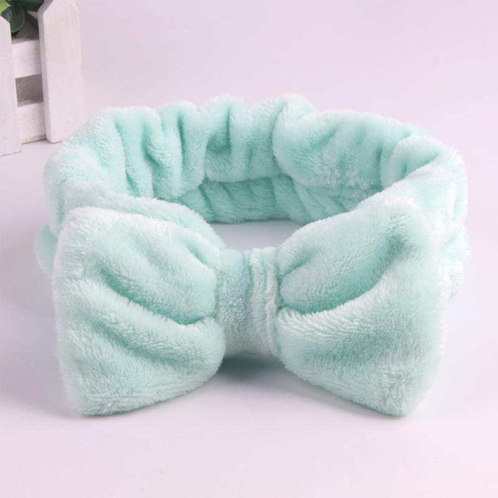 Bowknot Headband Solid Color Ladies Wide Face Wash Headband Plush Headband