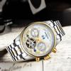 Carnival Men's Automatic Mechanical Wristwatch with Calendar (Gold, Silver, and White)