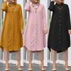 Women Muslim Maxi Dress Abaya Loose Long Sleeve Solid Color Dubai Turkey Robe Islamic Clothes